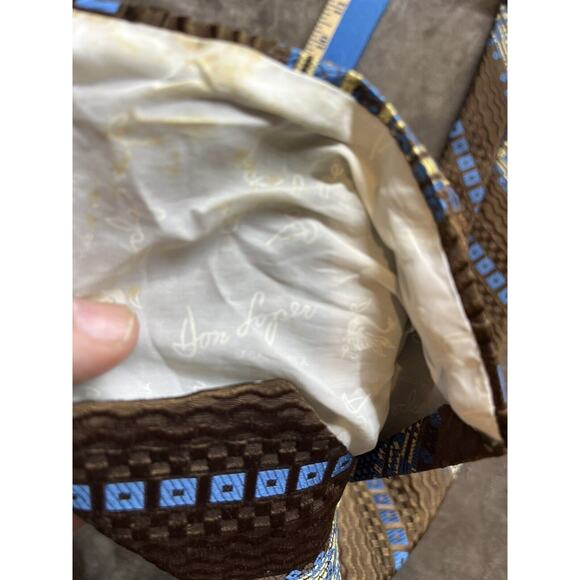 Vintage 1970s Wide Mens Don Loper‎ Poly Woven Tie Brown Geometric Fun Pattern - Picture 6 of 6
